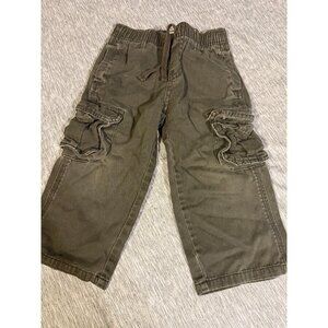 Vintage Gymboree Boys Size 2T Cargo Pants Army Green Elastic Waist Pockets